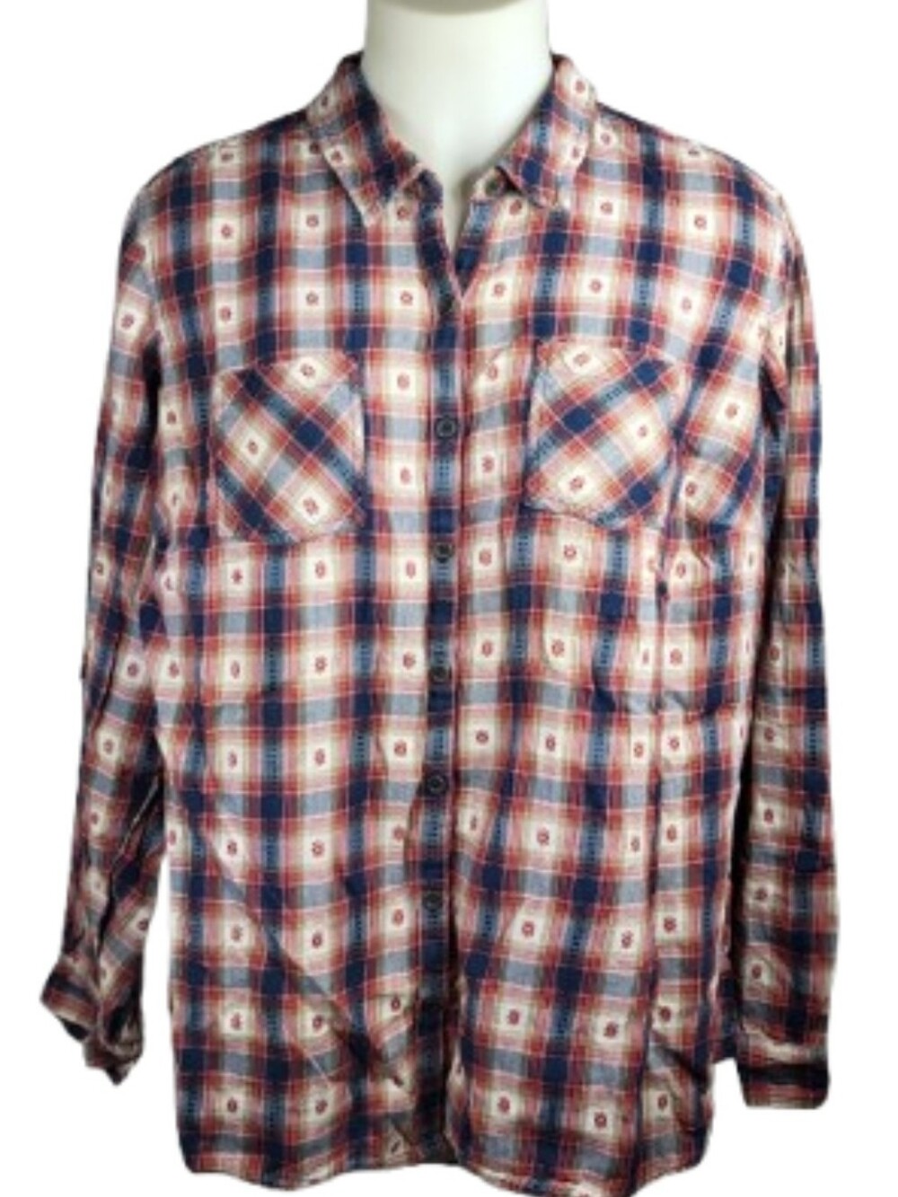 Cb Established 1962 Red Plaid Button Down Top Sz 2X